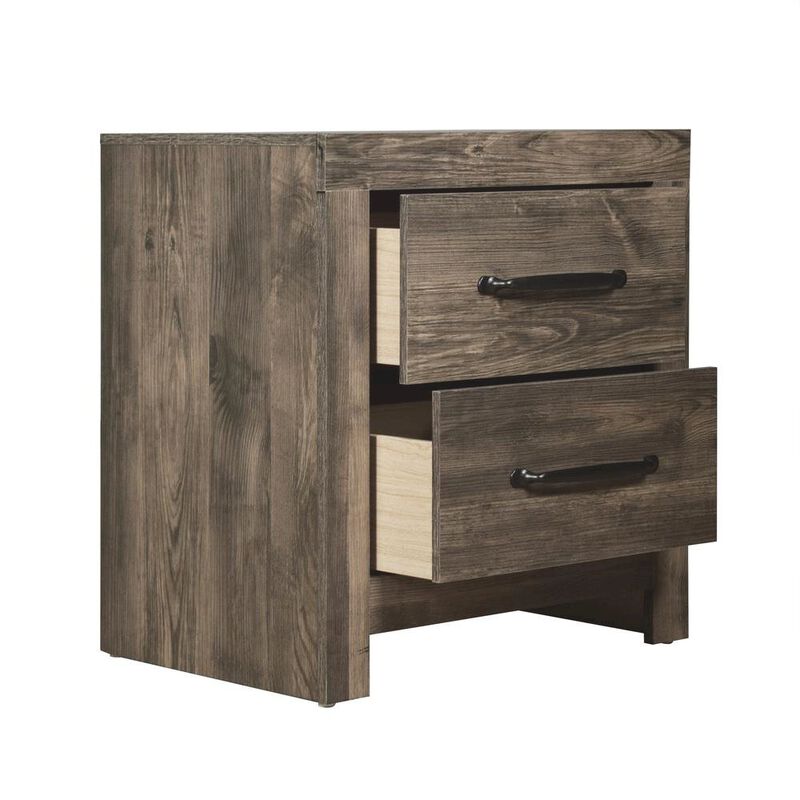 Elegant 2 Drawer Wooden Nightstand &ndash; Greige Wood Nightstand for Bedroom Use image number 4