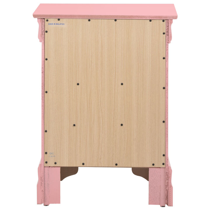 Louis Philippe G3104-3N 3 Drawer Nightstand, Pink