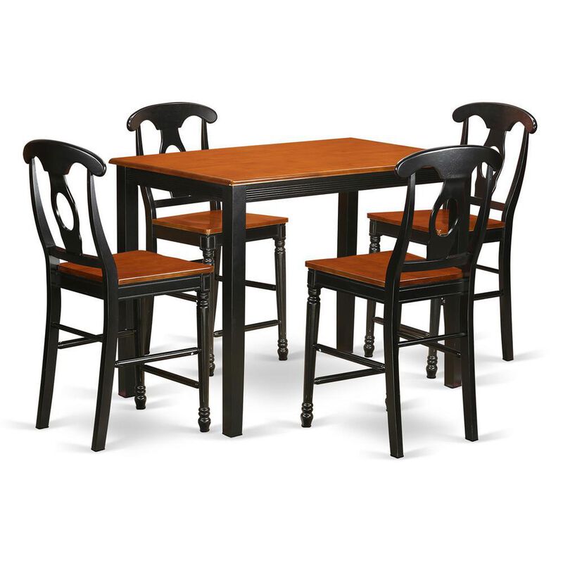 5 PC counter height Table and chair set - high top Table and 4 bar stools with backs.