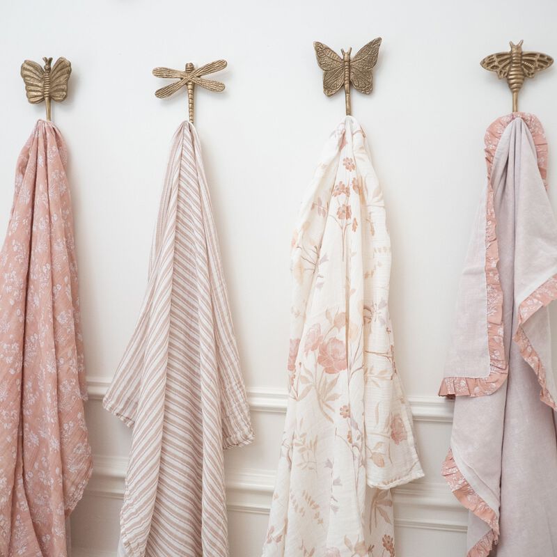 Violet Floral Muslin Baby Blanket with Ruffle Trim image number 5