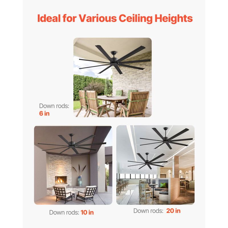84 Inch Ceiling Fan No Light 8 Blade Remote Reversible DC Motor image number 3