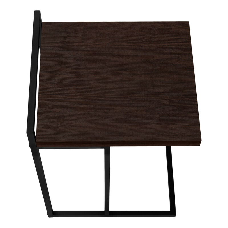 Monarch Specialties I 3635 Accent Table, C-shaped, End, Side, Snack, Living Room, Bedroom, Metal, Laminate, Brown, Black, Contemporary, Modern