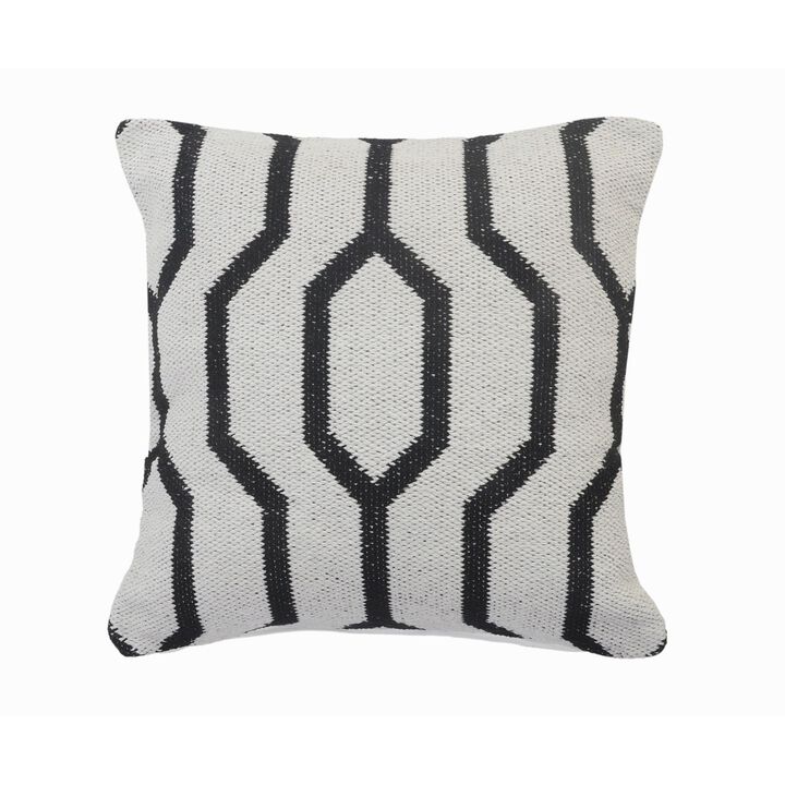 20" Black and White Geometric Square Throw Pillow