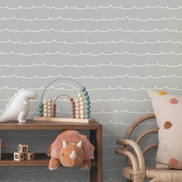 Wiggle Line Grey Stripe Wallpaper