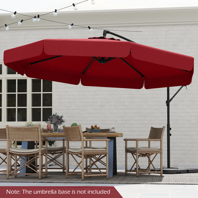 Patio Cantilever Umbrella with Cover &ndash; Tilt Adjustment & Decorative Ruffled Edge