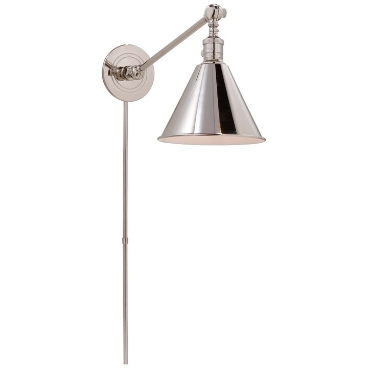 Boston Functional Single Arm Library Light in Polished Nickel