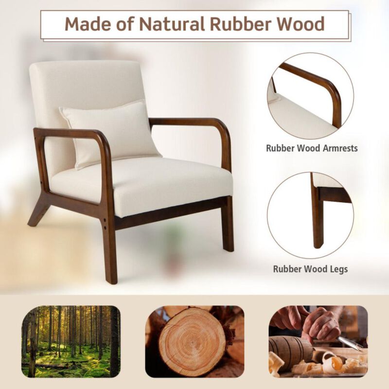 Hivvago Modern Accent Chair with Rubber Wood Frame and Lumbar Pillow