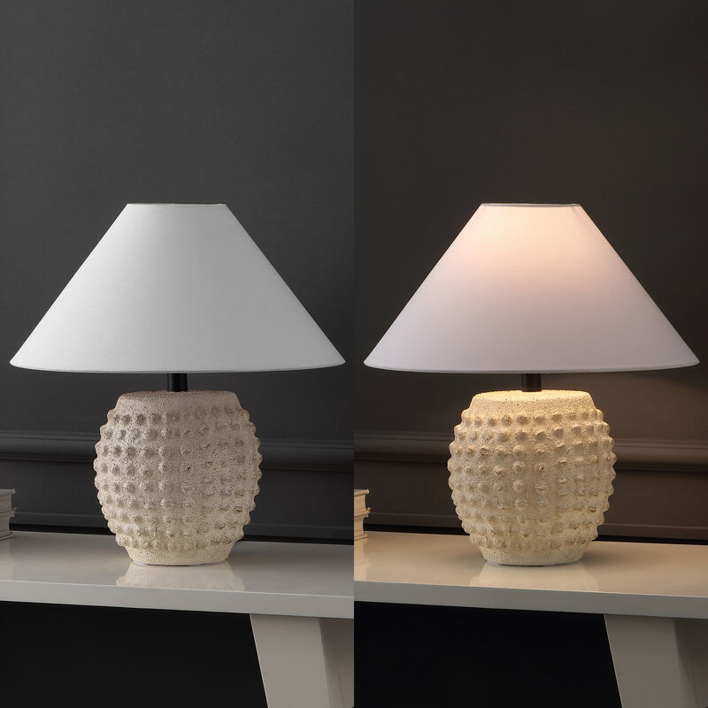 Effie 18.25" Minimalist Scandinavian Ceramic/Iron Hobnail LED Table Lamp