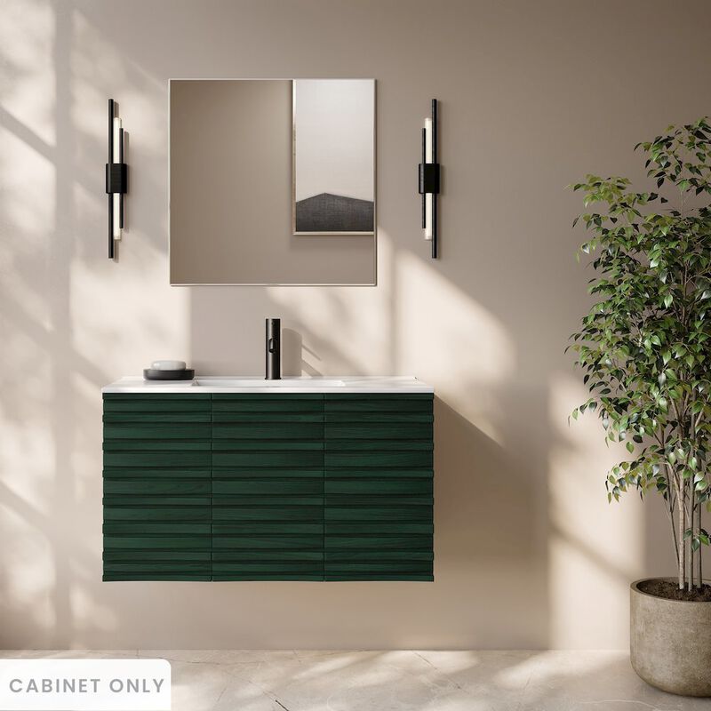 Cascade 36" Wall-Mounted Bathroom Vanity Cabinet without Top in Green Oak image number 1