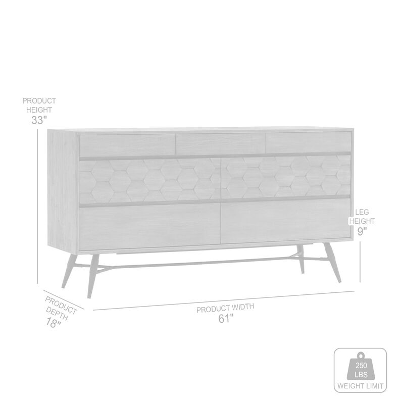 6 Drawer Dresser in Gray Acacia Wood image number 2