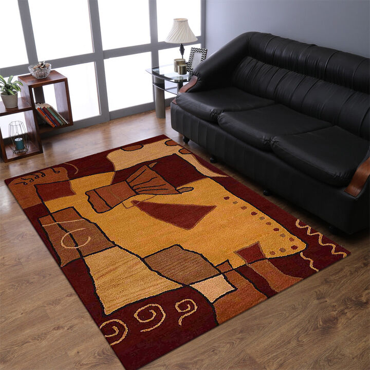 RUGSOTIC CARPETS HAND TUFTED WOOL ECO-FRIENDLY AREA RUGS  - Rectangle Shape, Size, Abstract Modern Design, High Pile Thick Handmade Area Rugs for Living Room, Bed Room (K00694)
