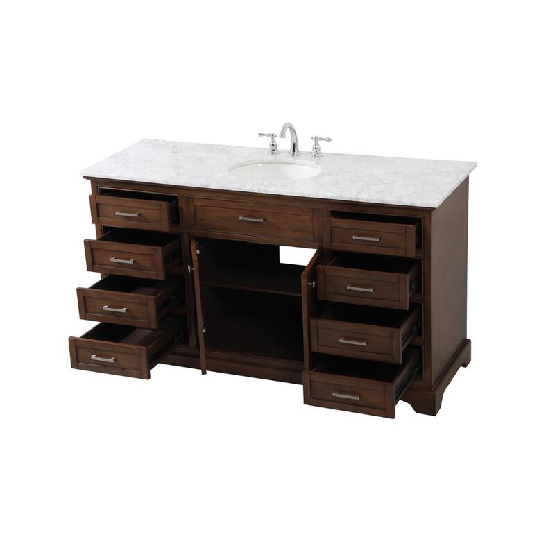 Elegant Kitchen and Bath 60 inch Single bathroom vanity in teak