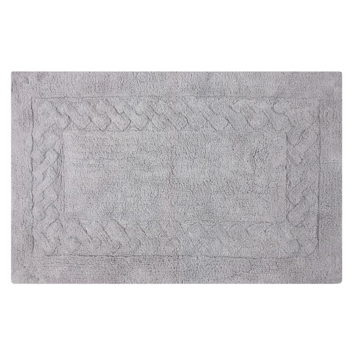Knightsbridge Chain Bath Rug Cotton Non Skid Back - 24x40", Silver