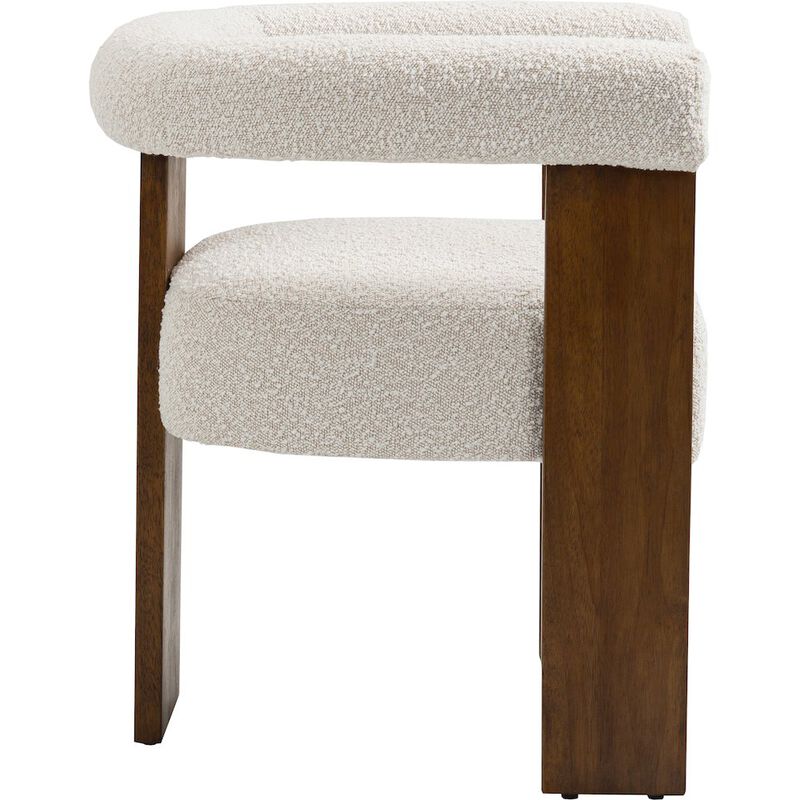 Meridian Furniture Barrel Cream Boucle Fabric Dining Chair