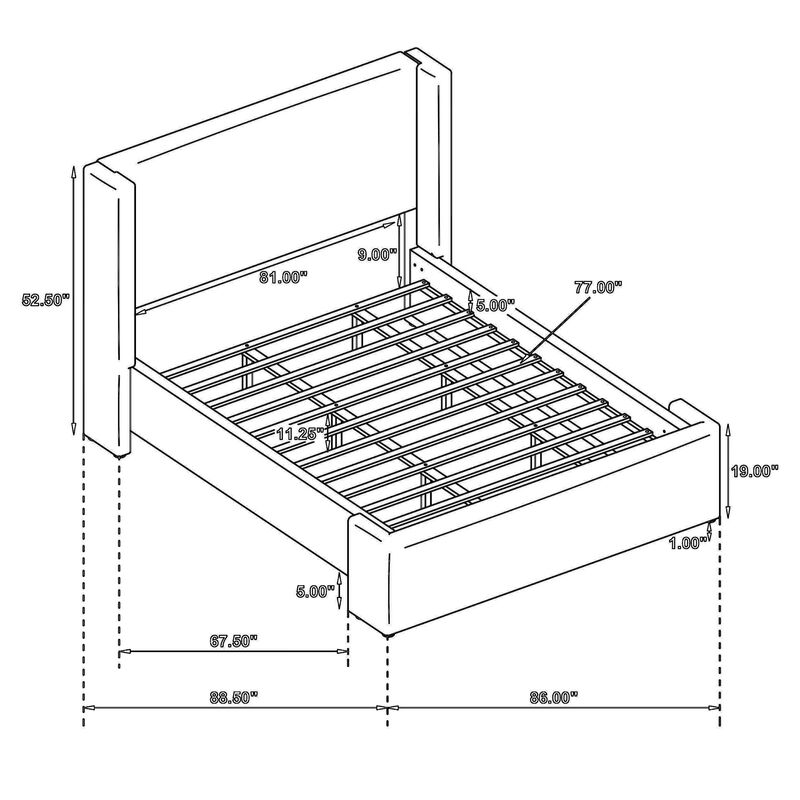 Mosy King Platform Bed, White Boucle Upholstered Wingback Headboard