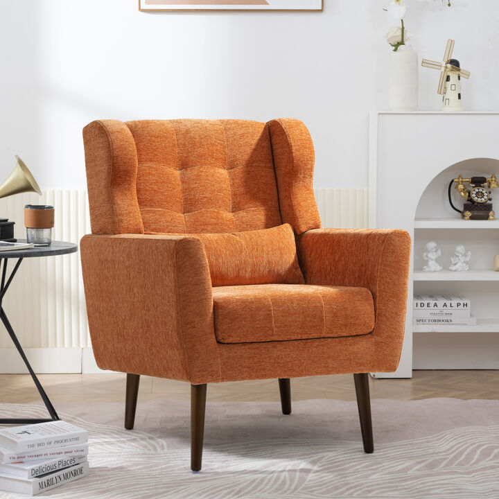 Streamdale Mid Century Modern Orange Upholstered Accent Chair