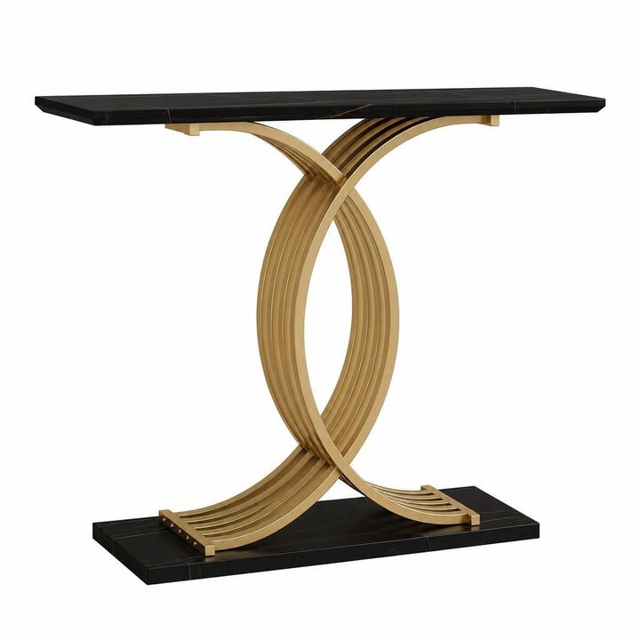 GOODSILO Narrow Accent Console Table with Gold Intertwined Metal Legs, Luxury High-End Entryway Furniture for Hallway Living Spaces