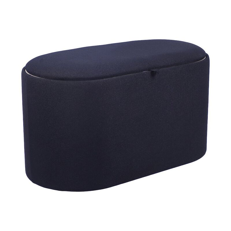 Storage Ottoman with Reversible Wooden Tray Top, Black