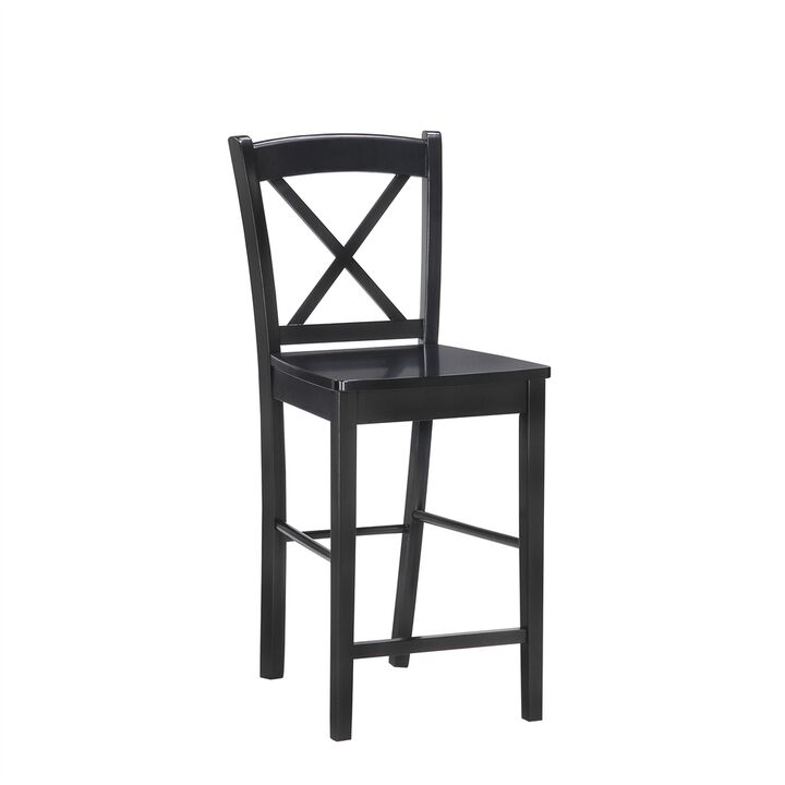 Linon Black 30 In X Back Bar Stool