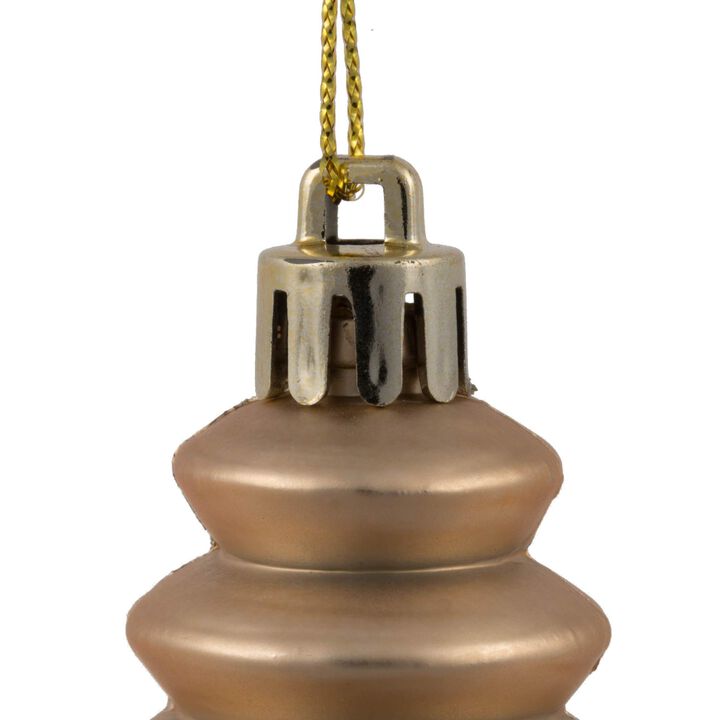 Vickerman 7" 4-Finish Finial Ornament, Shatterproof Plastic Christmas Tree Decoration, 8 Pack, Cafe Latte Shiny, Matte, Glitter and Sequin Finishes