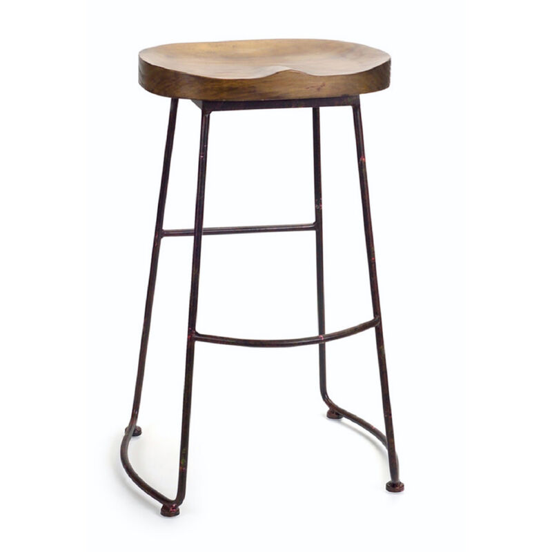 Industrial Wood Bucket Seat Stool - Stylish and Durable Seating for Home or Bar