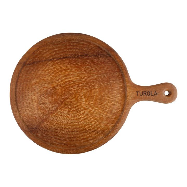 Wood dia.17" h:0.75" Round Brown Wood Serving