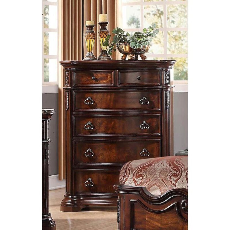 Best Master Furniture Best Master Barney's Traditional Wood 5-Drawer Chest in Walnut