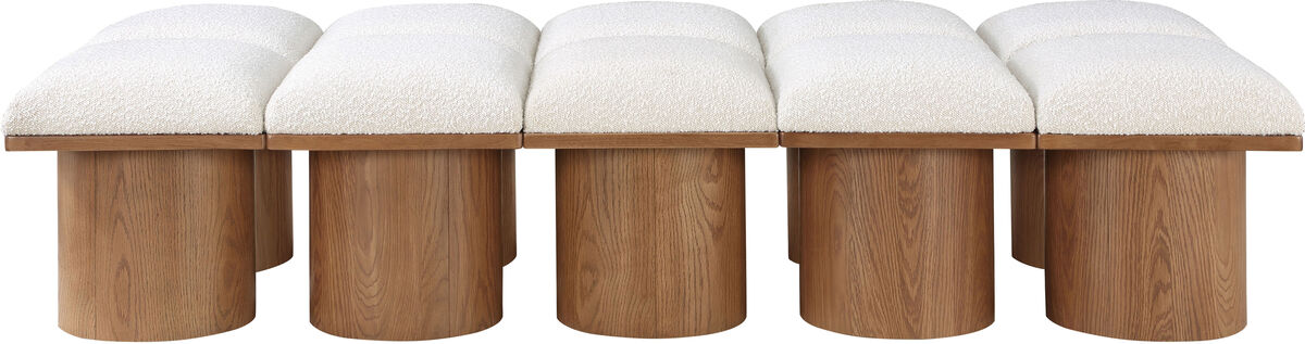 Meridian Furniture Pavilion Cream Boucle Fabric Bench