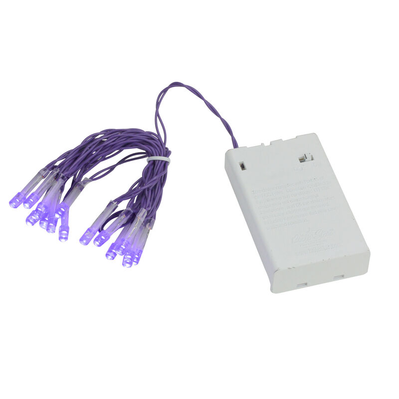 15-Count Battery Operated Purple LED Micro Christmas Lights - 4.8 ft Purple Wire image number 2
