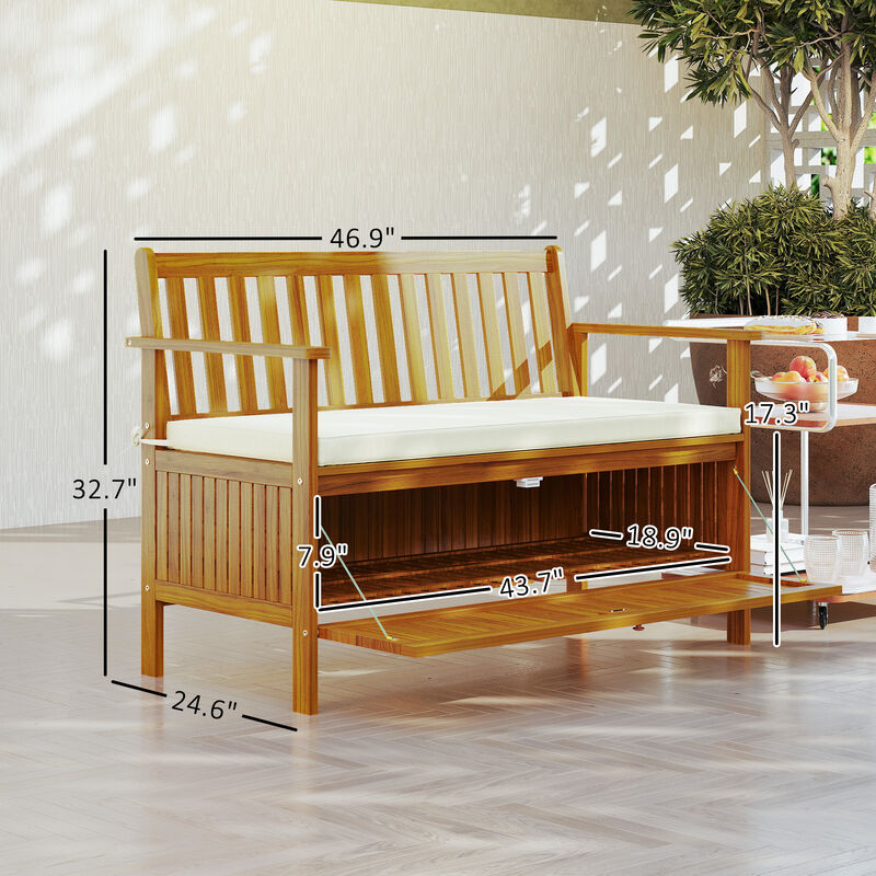 Hivvago 2-Seater Outdoor Garden Bench with Storage Acacia Wood image number 2