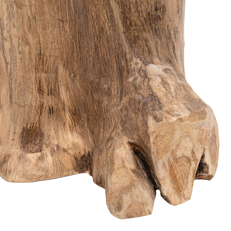 Amara Rustic Modern Handcrafted Live Edge Solid Teak Wood Stump Stool image number 5