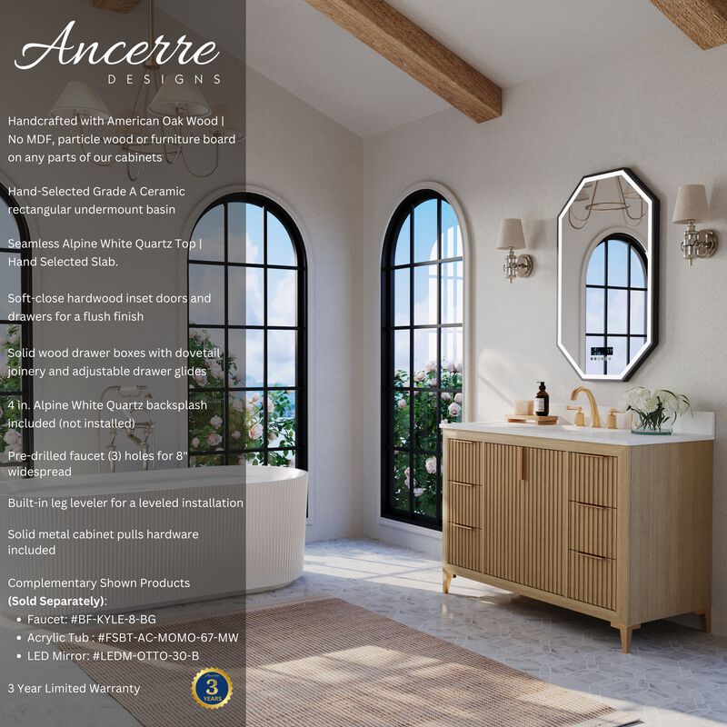 Turlington 48 in. Oak Bath Vanity Set with White Quartz Vanity Top and White Undermount Basin