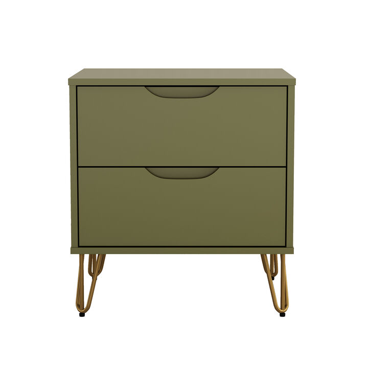Avira 2-Drawer Green Nightstand
