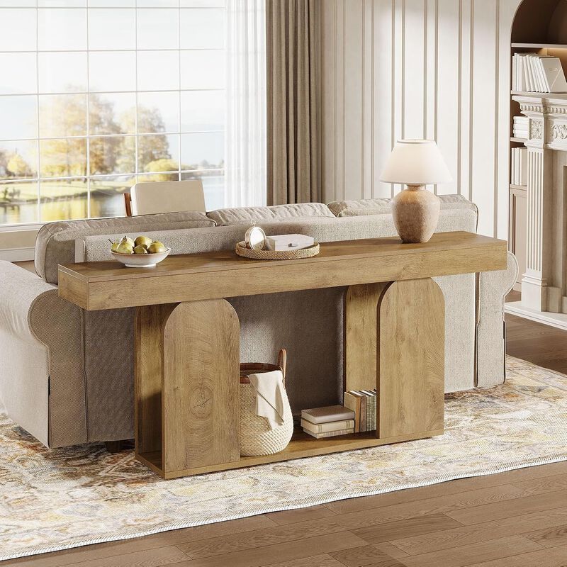 Tribesigns Country Rustic Wood Console Table image number 2