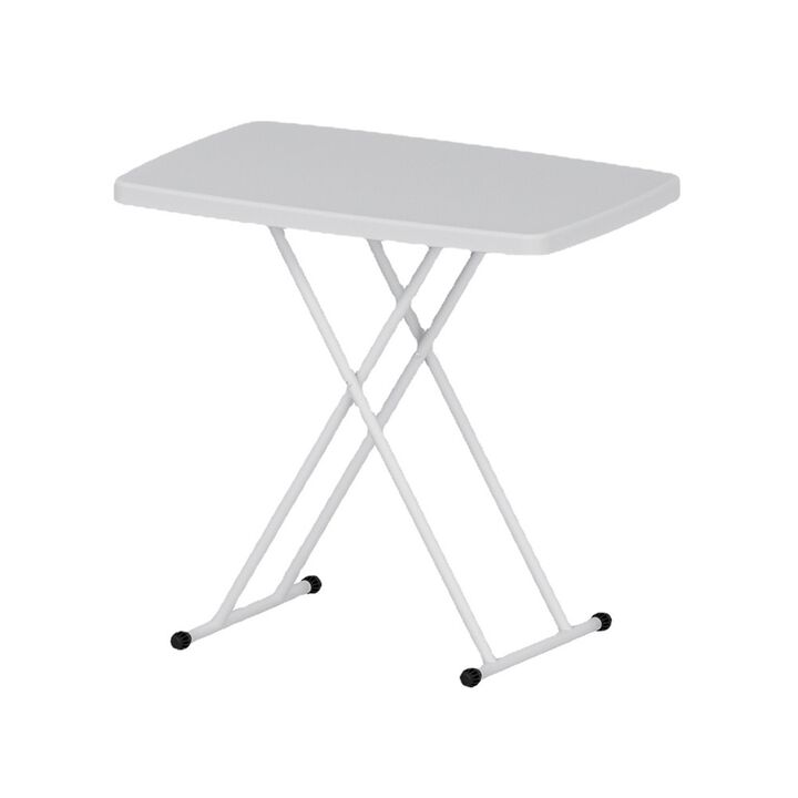Small Adjustable Folding Table, Portable Plastic TV Tray with Metal X-Frames for Home & Camping