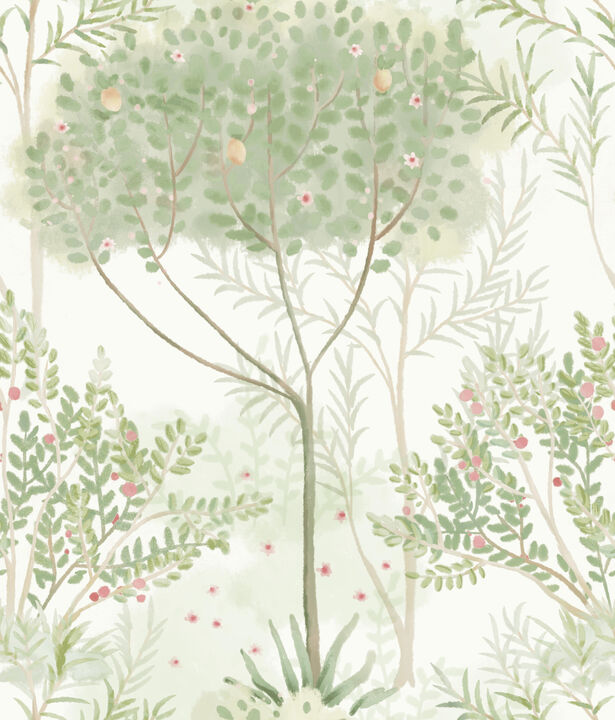 Orchard White & Green Wallpaper