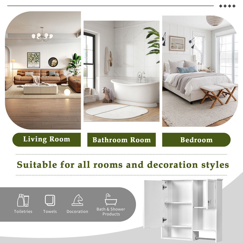 Merax Bathroom Wall Storage Cabinet with Mirror