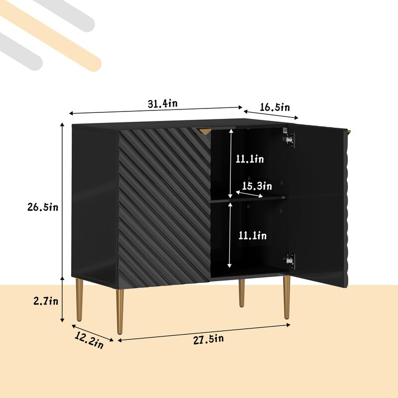 2-Door Locker Accent Storage Cabinet with Tapered Support Legs
