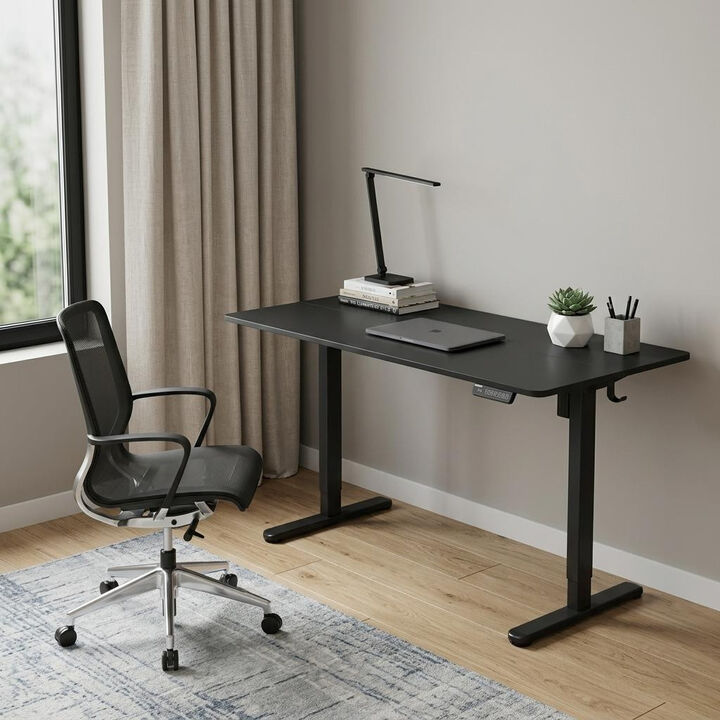 HomeRoots Adjustable Black Wood and Steel Standing Desk