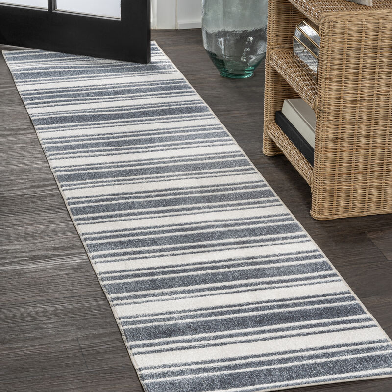 Fawning Two-Tone Striped Classic Low-Pile Machine-Washable Area Rug