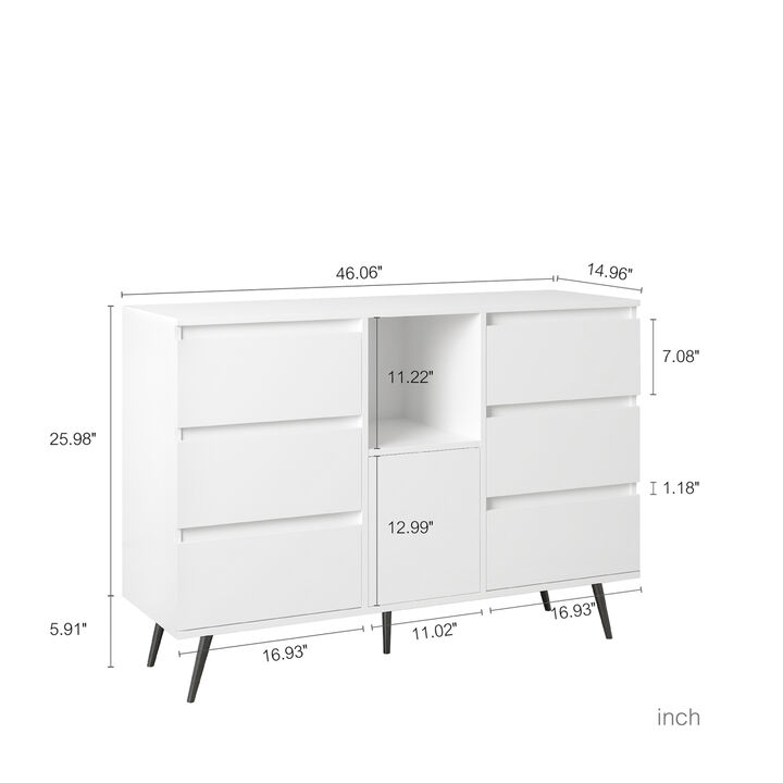 Living Room Sideboard Storage Cabinet White High Gloss with LED Light, Modern Kitchen Unit Cupboard Buffet Wooden Storage Display Cabinet