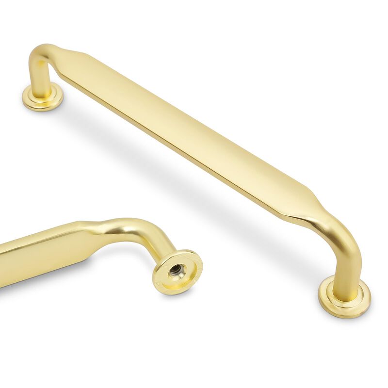 Amasideca 10 Pack Brushed Brass Cabinet Pulls 6.3 Inch(160mm) Hole Centers Kitchen Cabinet Handles Zinc Alloy Gold Drawer Pulls