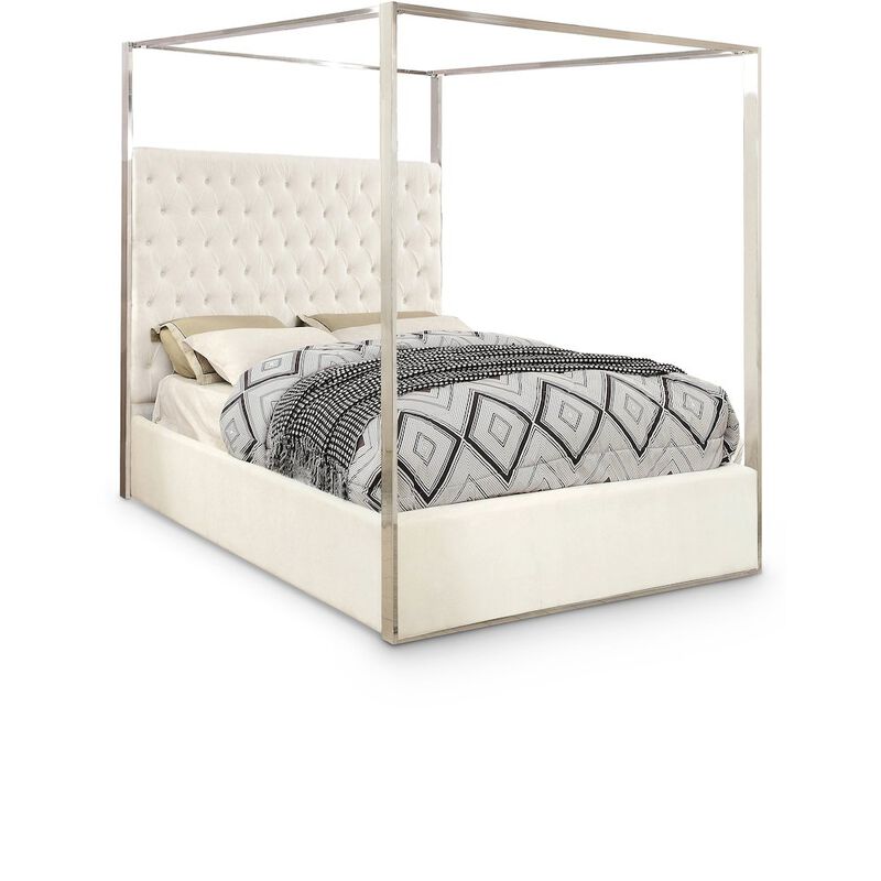Meridian Furniture Porter White Velvet King Bed