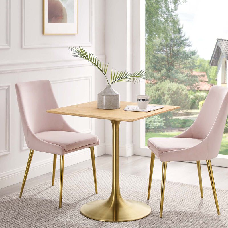 Modway - Lippa 28" Square Wood Grain Dining Table Gold Natural