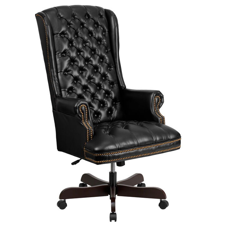 Turner High Back Traditional Fully Tufted LeatherSoft Executive Swivel Ergonomic Office Chair with Arms