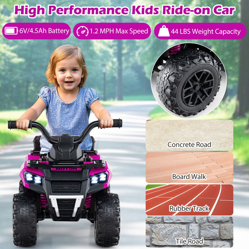 6V Electric Kids Ride-On ATV with Spray Feature, Storage Box and Music image number 5