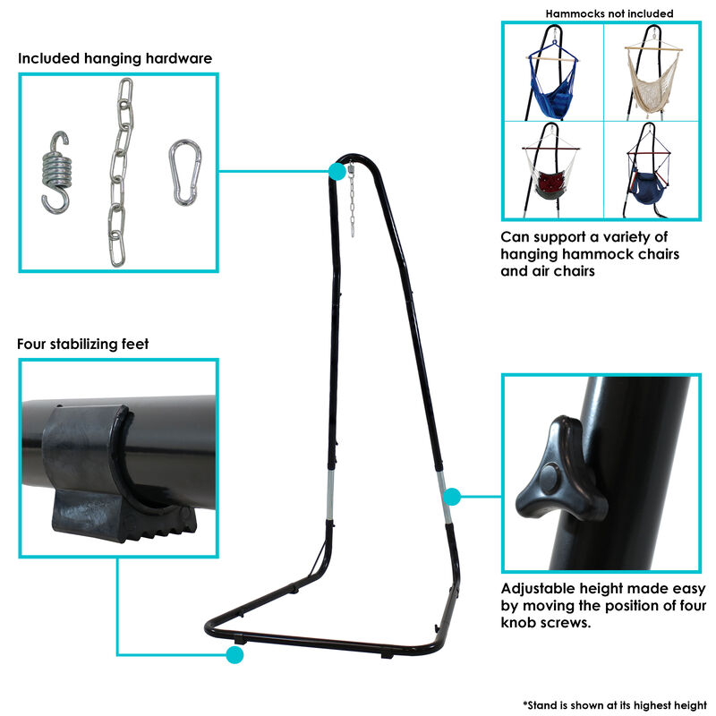 Sunnydaze Powder-Coated Steel Adjustable Hammock Chair Stand - 93 in