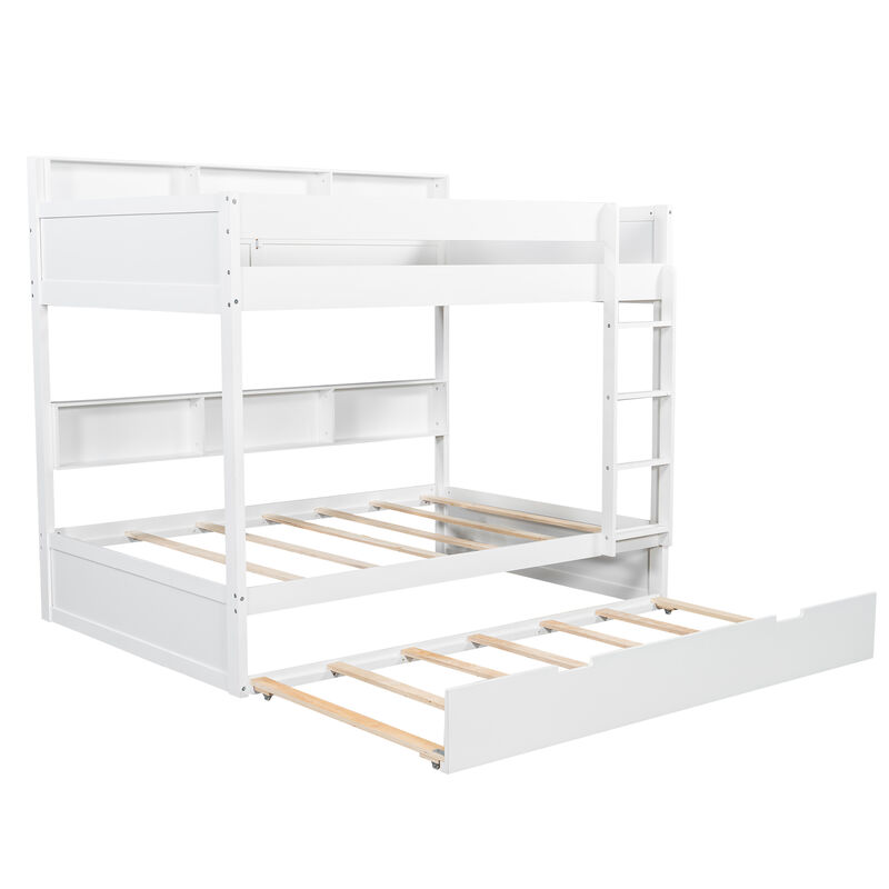 Merax Wooden Bunk Bed Series with Side Storage Shelves & Pull-out Trundle image number 0