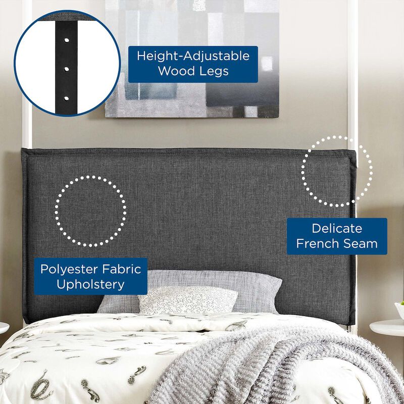 Gray Camille Twin Fabric Headboard - Benzara image number 4