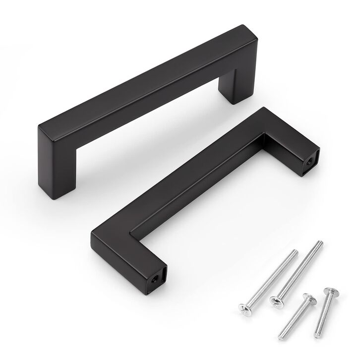 KNOBWELL 10 Pack 3-3/4"" Black Cabinet Handles Dresser Drawer Pulls, Stainless Steel T Bar Kitchen Cabinet Handles, 3-3/4"" Hole